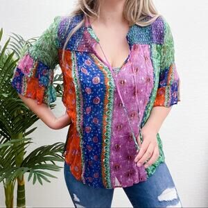 Akemi + Kim Boho Colorful Blouse Anthropologie
